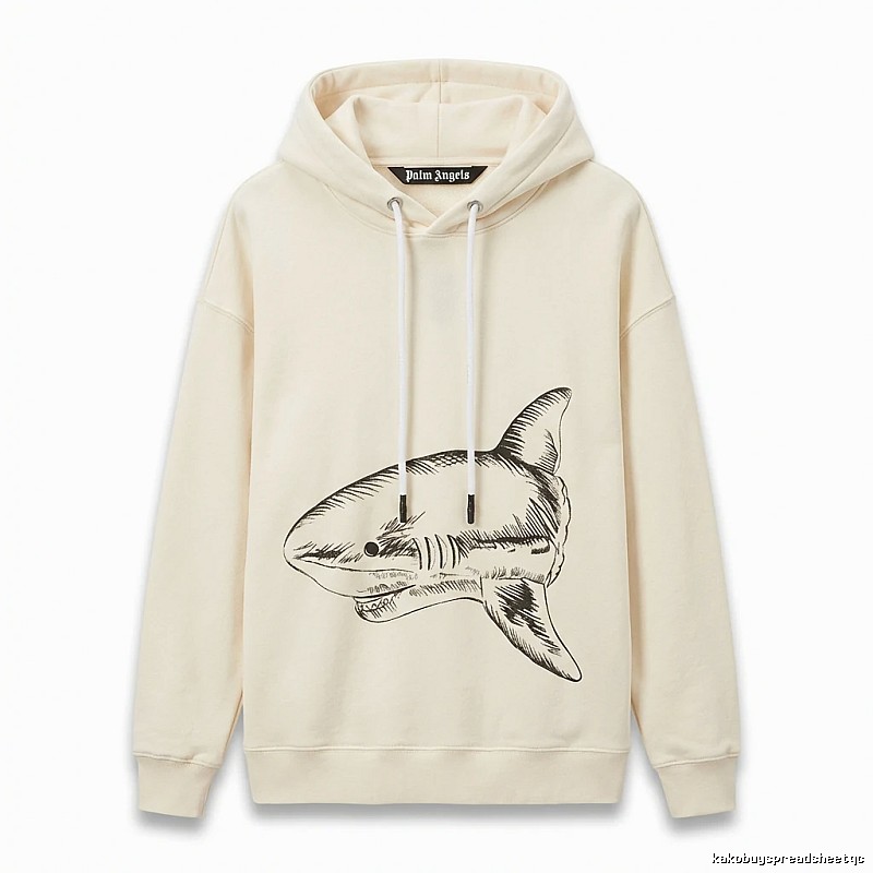 Palm Angels Shark Series Simple Style Beige Hoodie