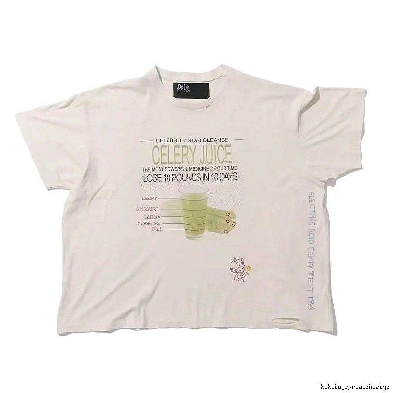 Paly Hollywood Celery Juice Print Vintage Style White T-Shirt