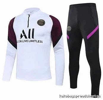 Paris Saint-Germain 2020-21 Half-Purple Sleeve Detail White Training Tracksuit Set Resort Wear
