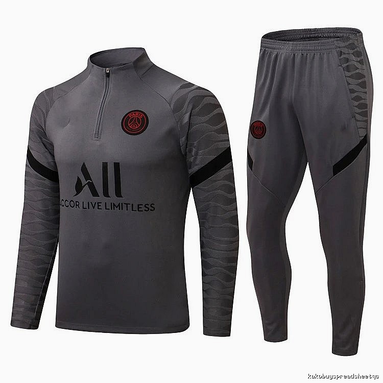 Paris Saint-Germain 2021-22 Gray Training Tracksuit Set Commuter Look