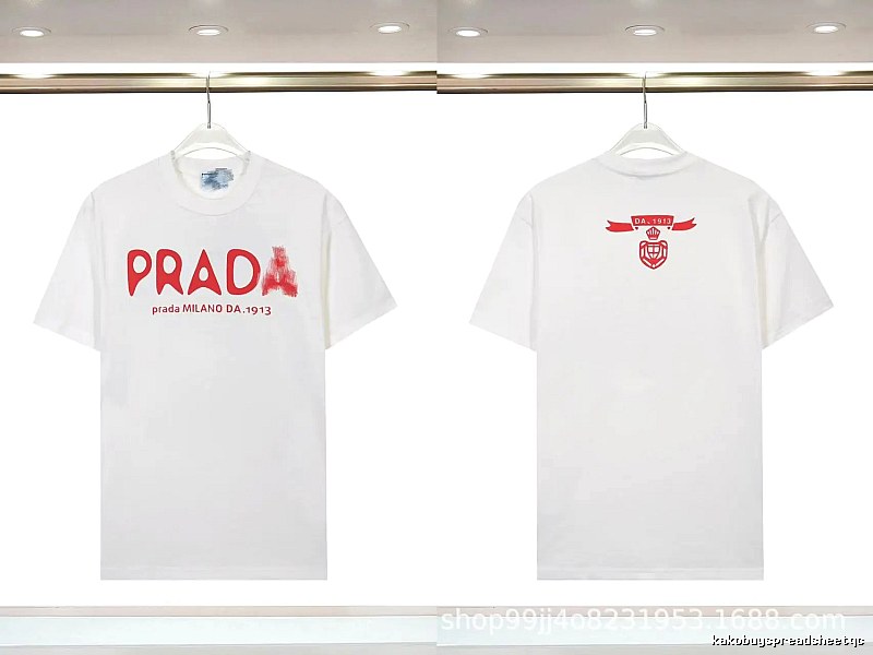 Prada Graffiti Collection Casual Style White Short-sleeve T-shirt