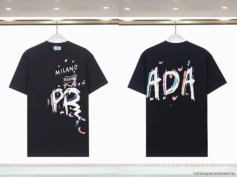Prada Graffiti Collection Street Style Black T-Shirt