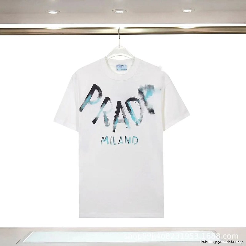 Prada Graffiti Street Style White Short-sleeve T-shirt