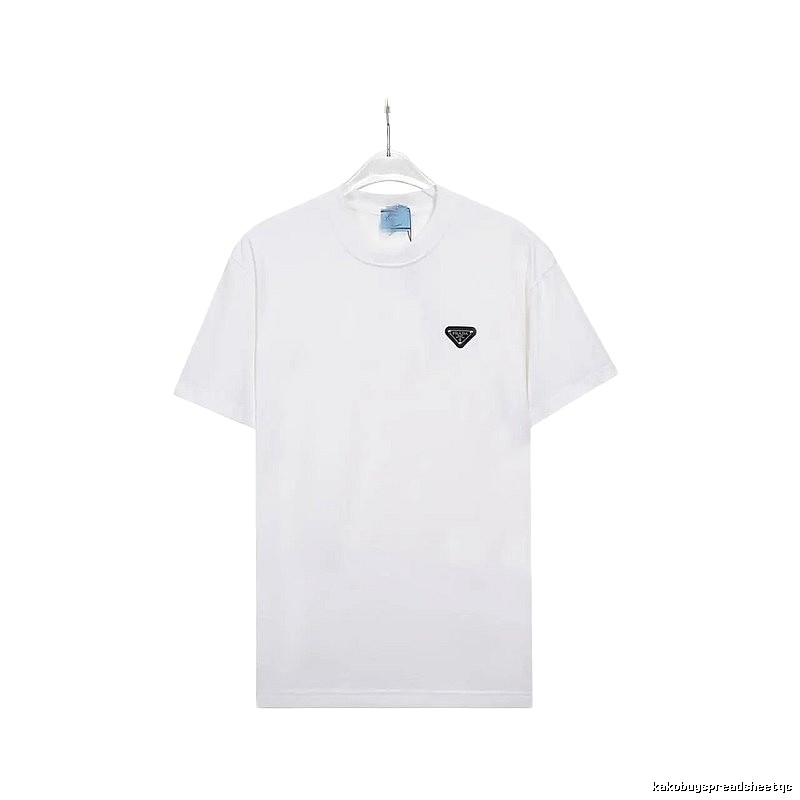 Prada Triangle Logo Minimalist Style White Short-sleeve T-shirt