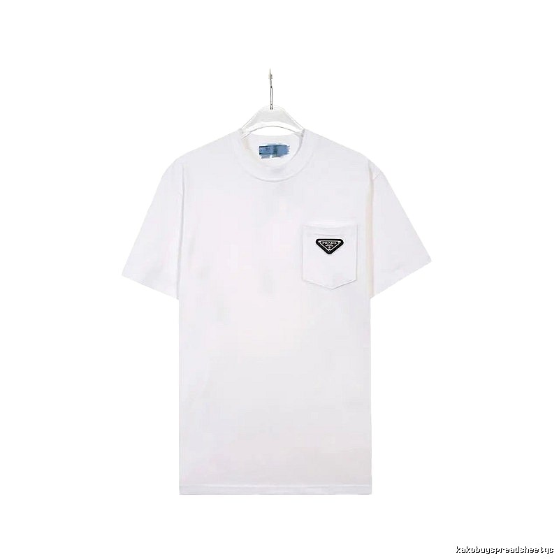 Prada Triangle Logo Minimalist Style White T-Shirt