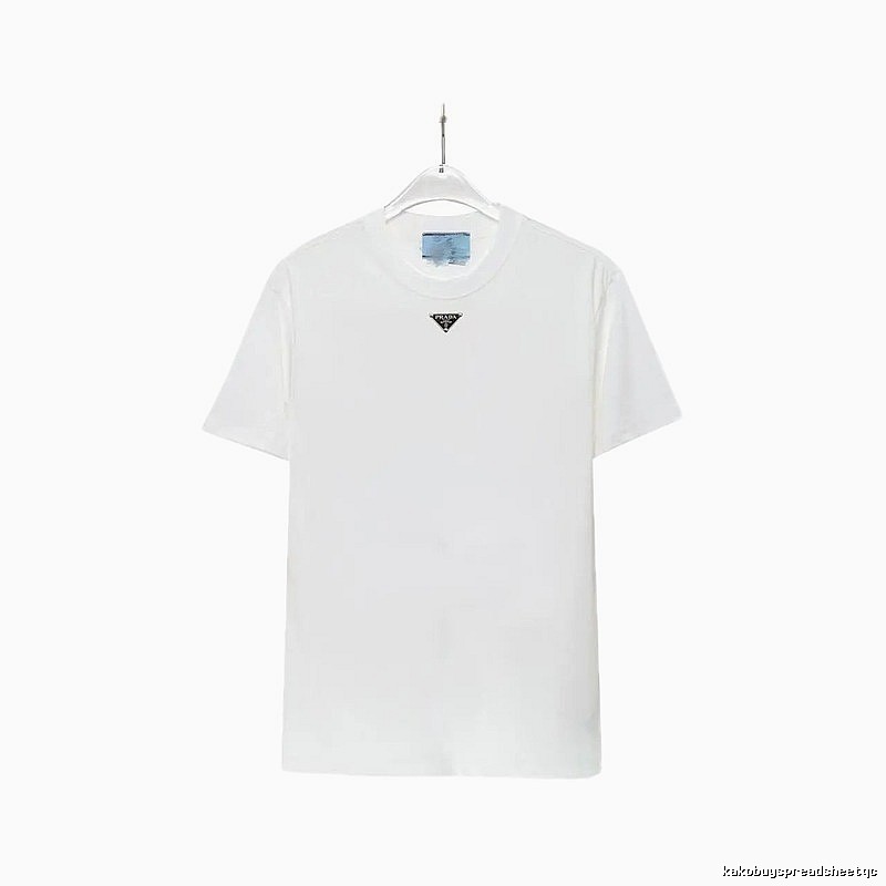 Prada Triangle Logo Minimalist Style White T-Shirt