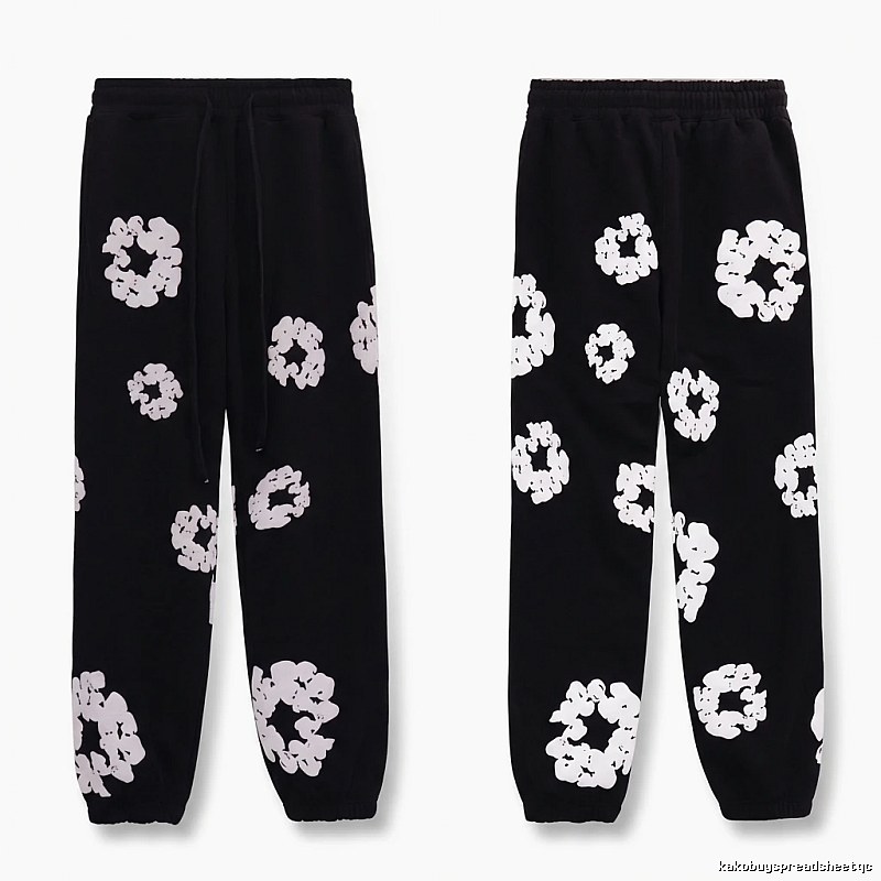 Printed casual black pants with DENIM TEARS style