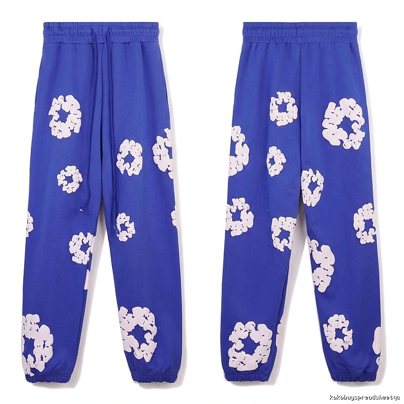 Printed casual blue pants with DENIM TEARS