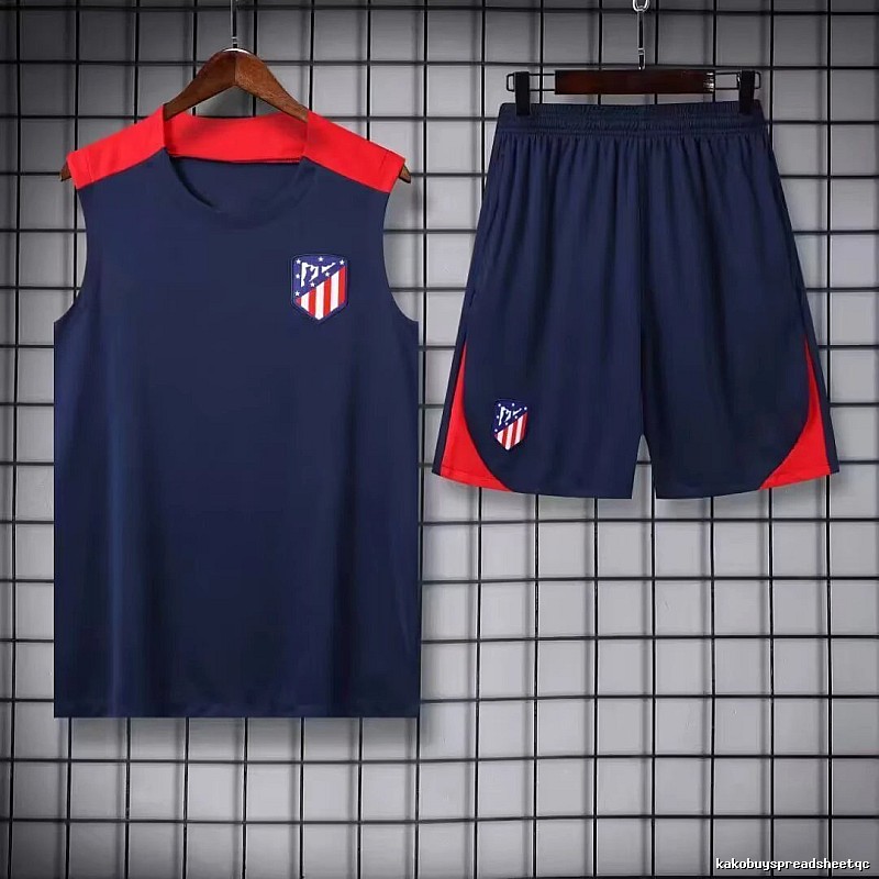 Real Madrid Lightweight Training jersey set Navy Sleeveless Top for Gift Ideas