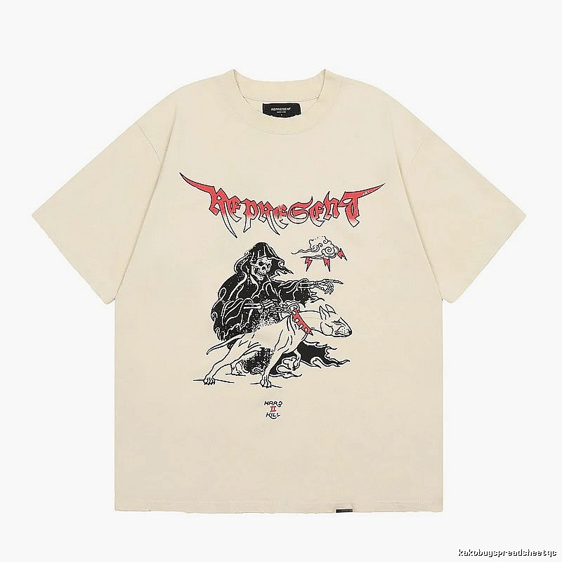 Represent Grim Reaper Print Vintage High Street Beige T-Shirt