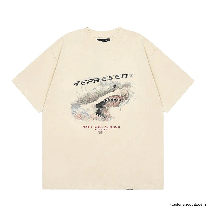 Represent Shark Print Vintage Beige T-Shirt