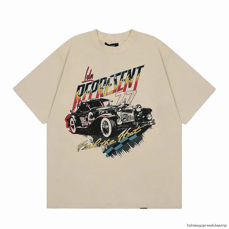 Represent Vintage Classic Car Printed Beige Short-sleeve T-shirt