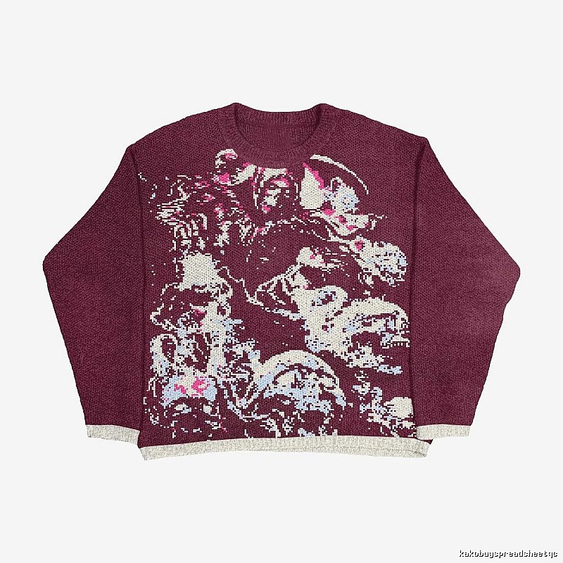 Resort Anime graphic sweater Black Knit Top with Premium Look