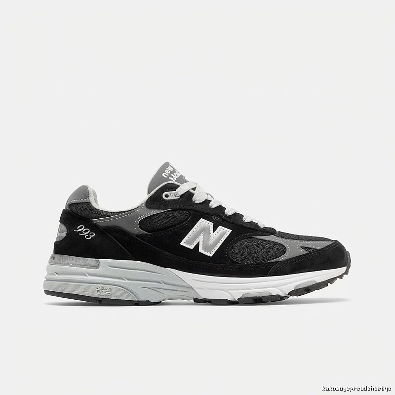 Retro-style black and gray New Balance 993 shoes