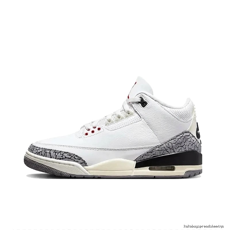 Retro style white shoes of Jordan AJ3