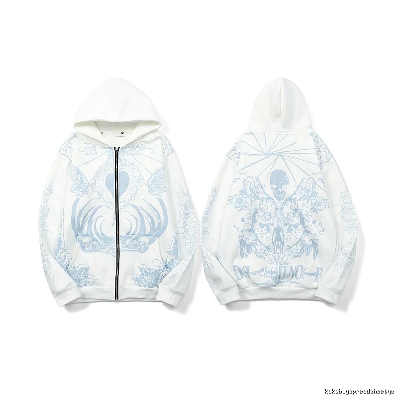 Revenge Skull Print White Hoodie