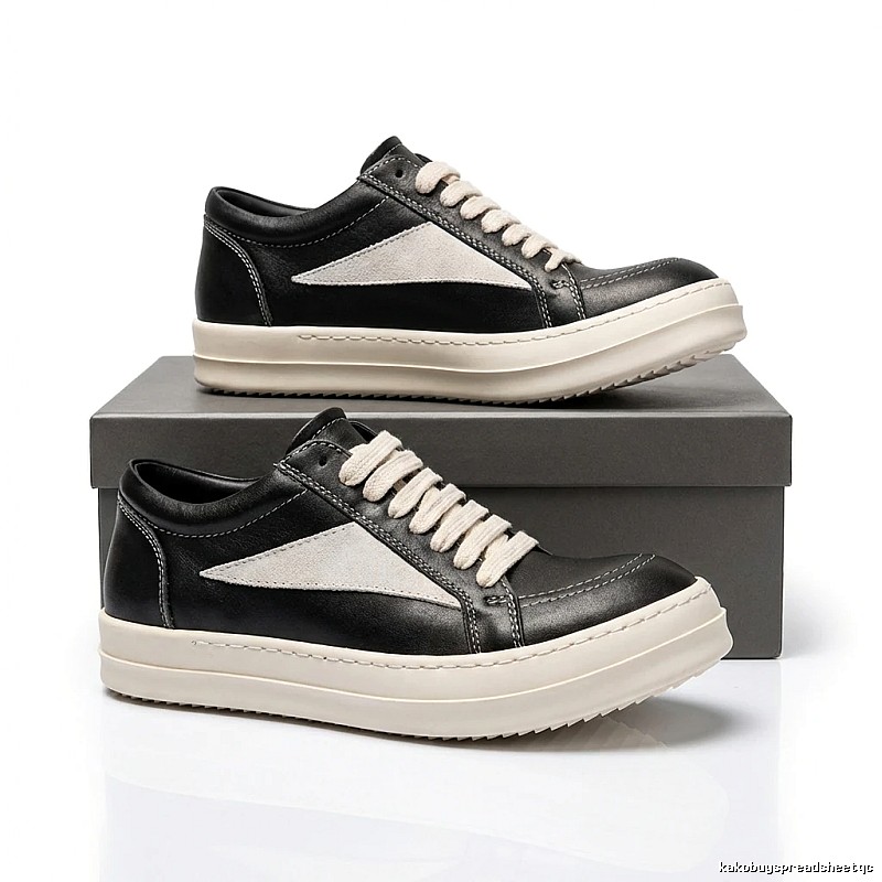 Rick Owens retro-style black and grey skate shoes