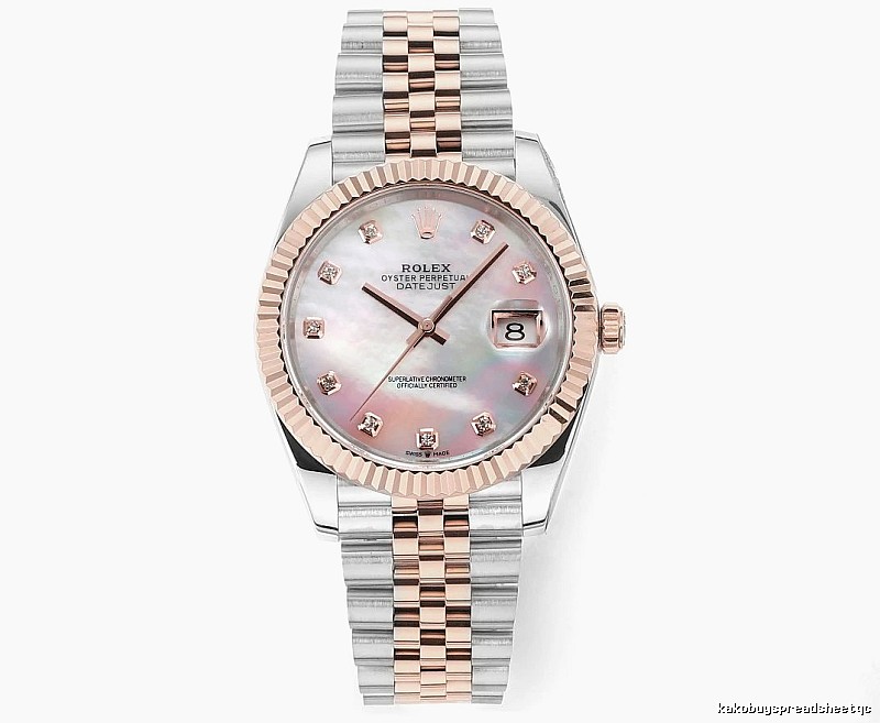 Rolex Datejust Automatic Watch - pink mother-of-pearl dial and two-tone bracelet for gifting