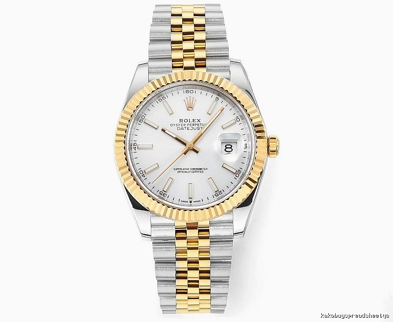 Rolex Two-Tone Datejust Watch - White Baton Dial Travel Edit