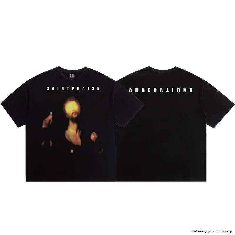 SAINT Portrait Print Dark Style Black T-Shirt