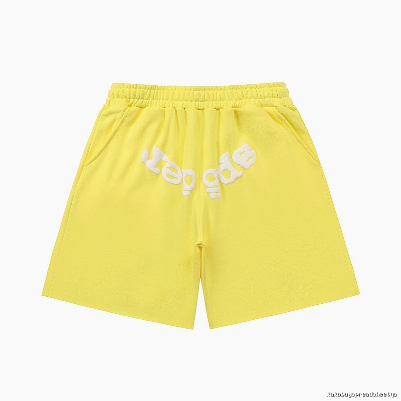 Sp5der casual style yellow shorts
