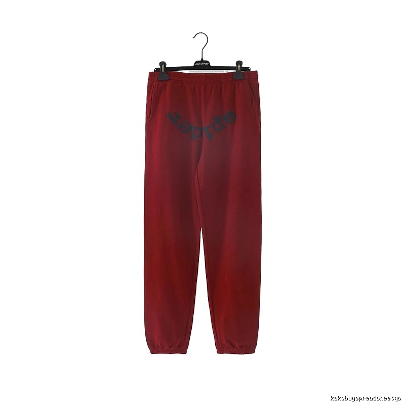 Sp5der Letter Trendy Style Red Pants