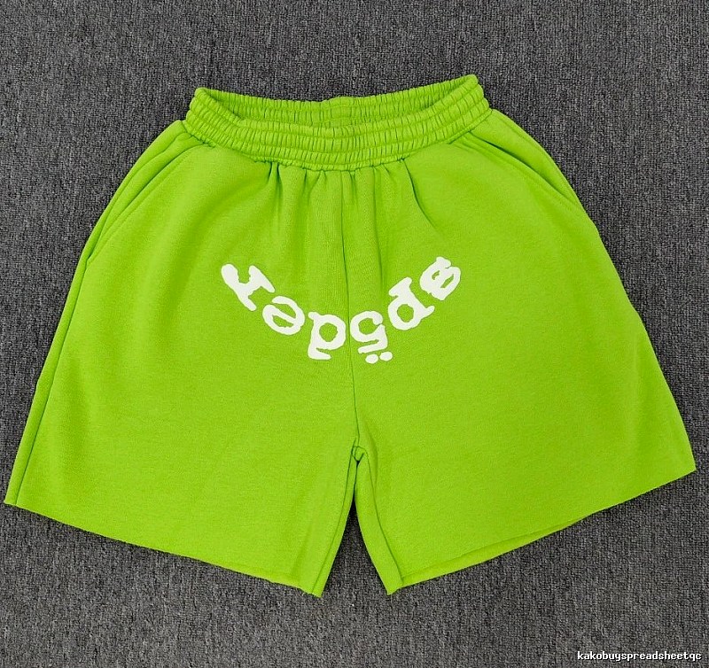 Sp5der Printed Street Style Neon Green Shorts
