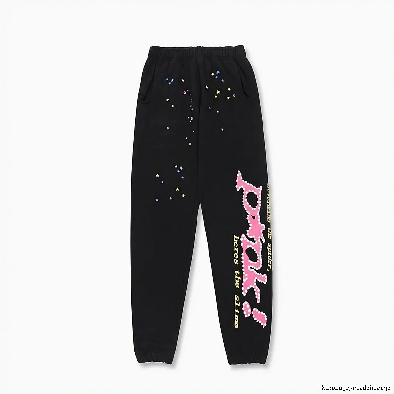 Sp5der Star Print Trendy and Cool Style Black Pants