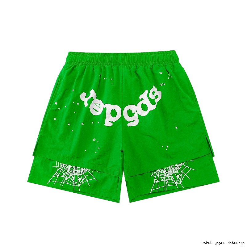 Sp5der Starburst Trendy Cool Green Shorts