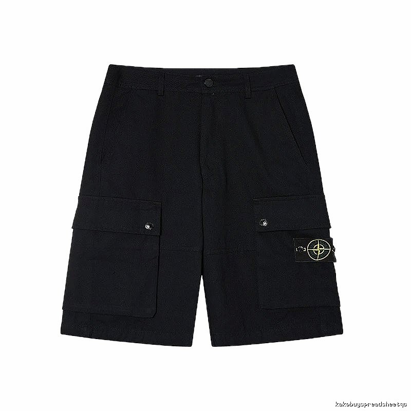 Stone Island Classic Compass Workwear Style Black Shorts