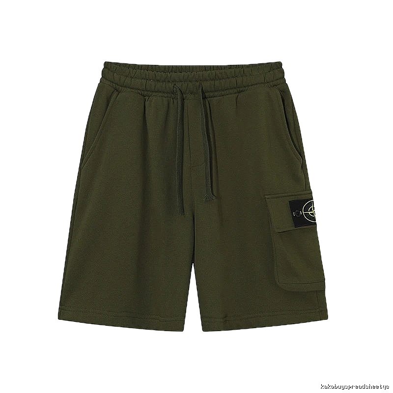 Stone Island Classic Workwear Style Army Green Casual Shorts