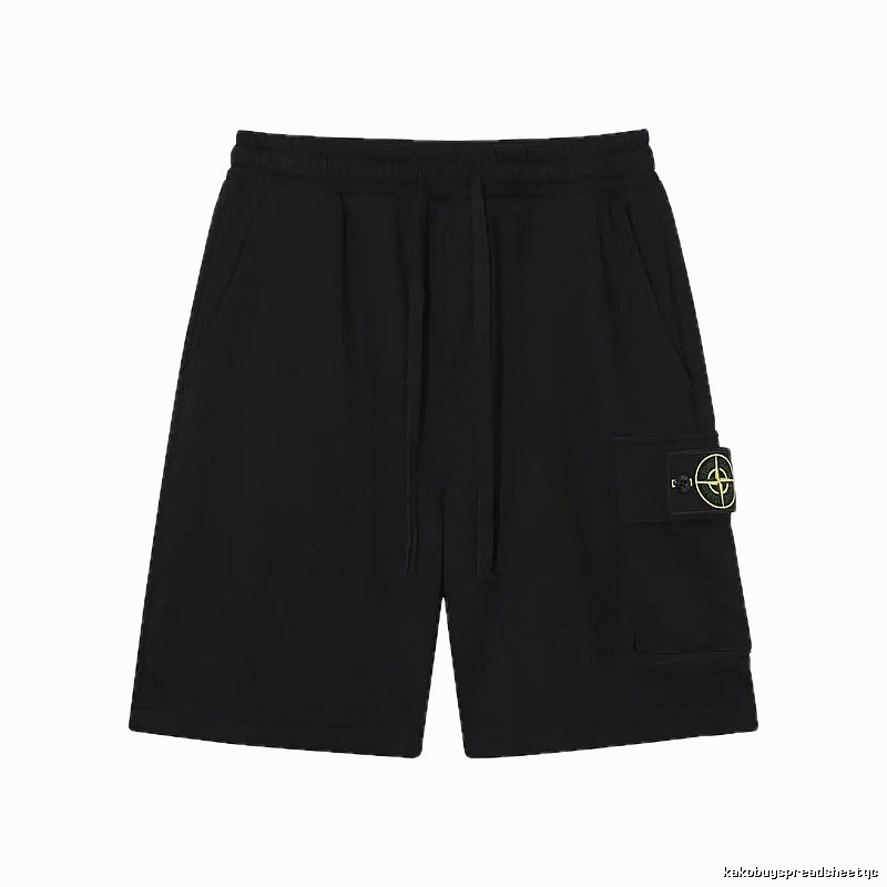 Stone Island Compass Logo Workwear Style Black Shorts