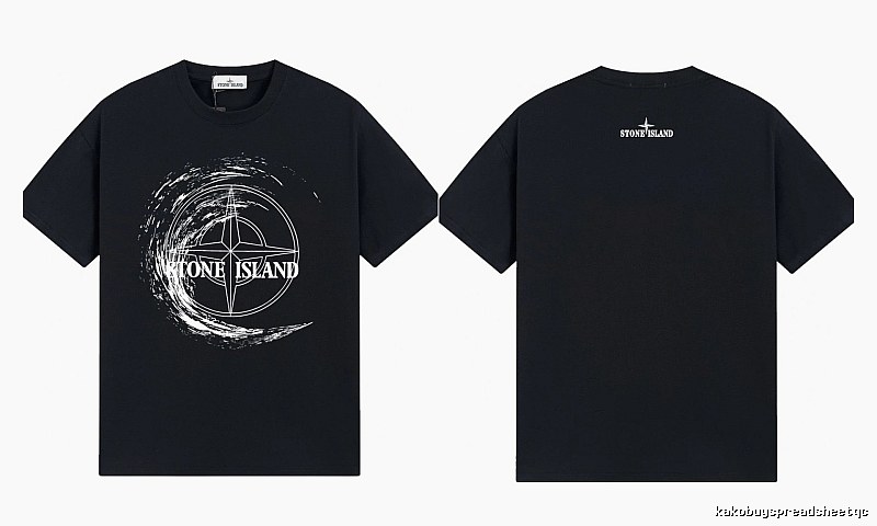 Stone Island Compass Print Street Style Black T-Shirt
