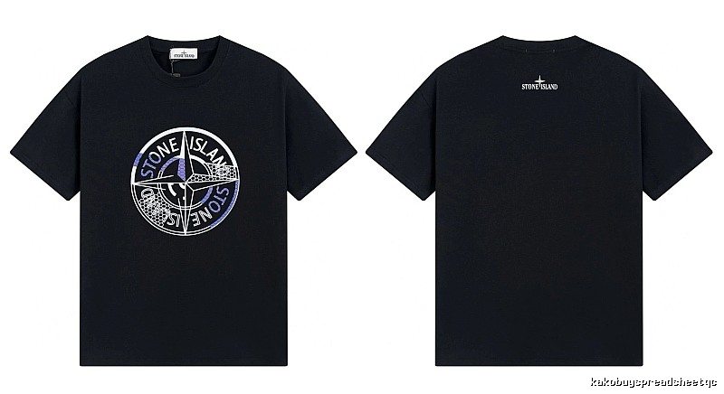 Stone Island Compass Print Street Style Black T-Shirt
