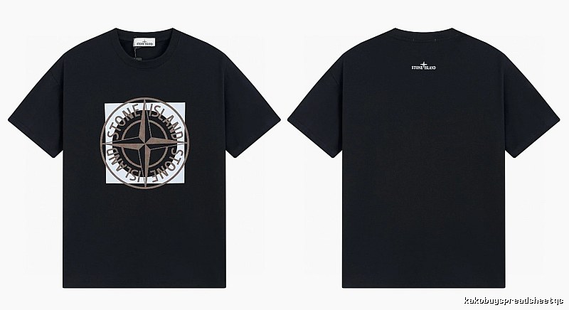 Stone Island Compass Print Street Style Black T-Shirt