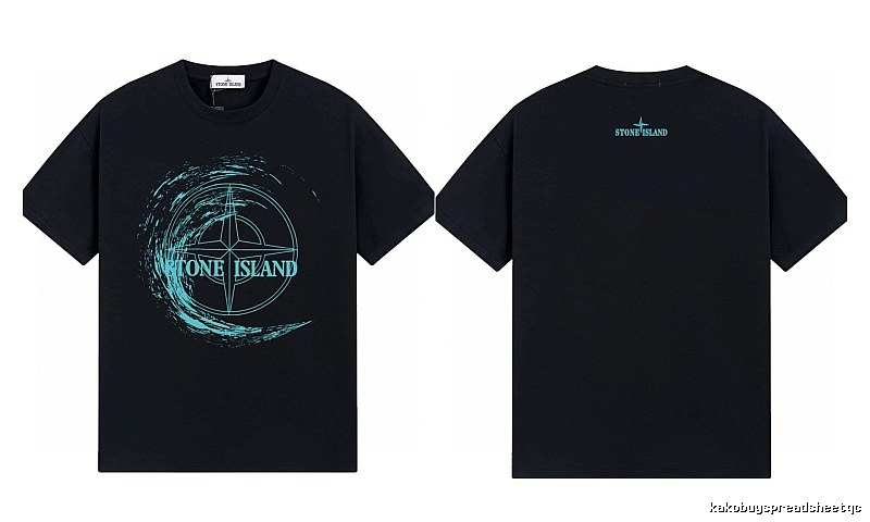 Stone Island Compass Print Street Style Black T-Shirt