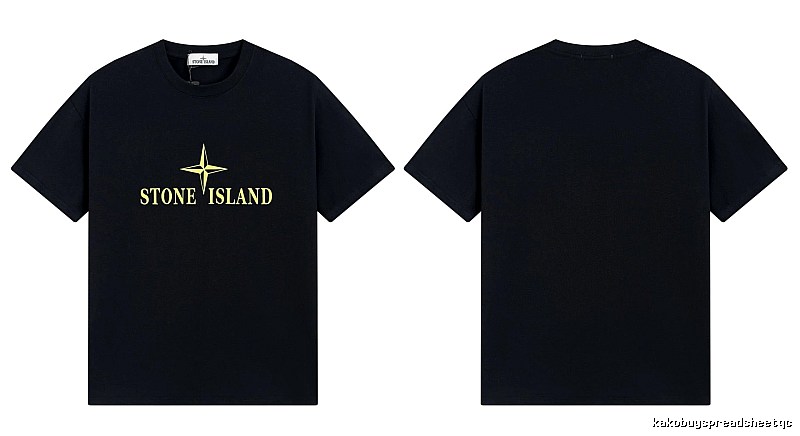 Stone Island Compass Print Street Style Black T-Shirt