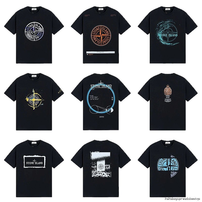 Stone Island Compass Print Street Style Black T-Shirt