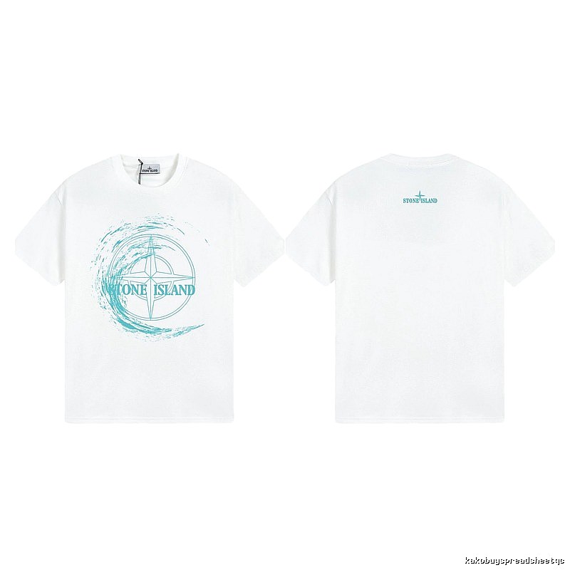 Stone Island Compass Print Street Style White T-Shirt