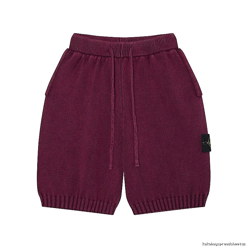 Stone Island Knit Casual Style Burgundy Shorts