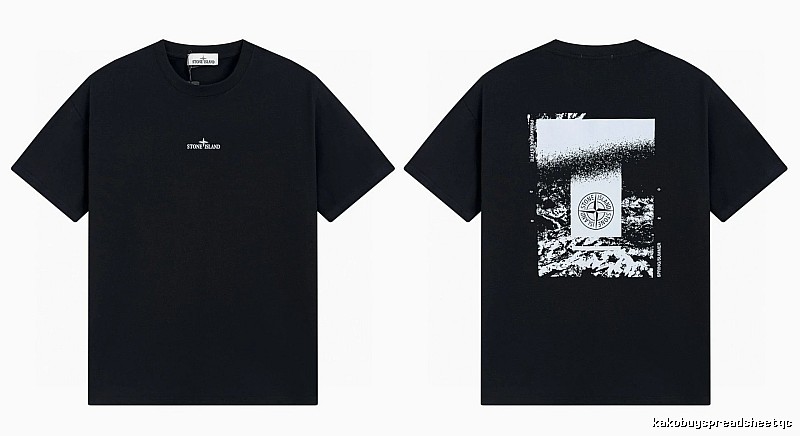 Stone Island Printed Functional Style Black Short Sleeve T-Shirt