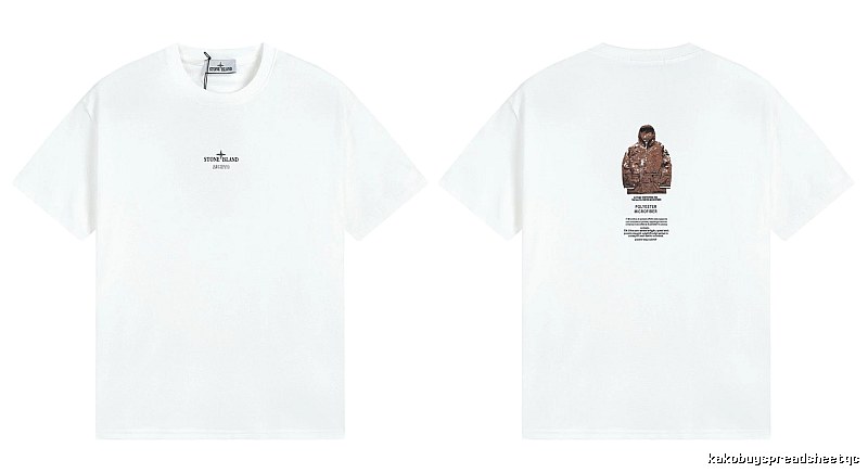 Stone Island Printed Functional Style White Short Sleeve T-shirt
