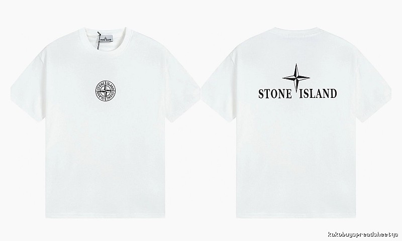 Stone Island Printed Street Style White Short Sleeve T-shirt