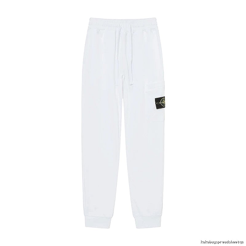 StoneIsland Badge Workwear Style White Sweatpants