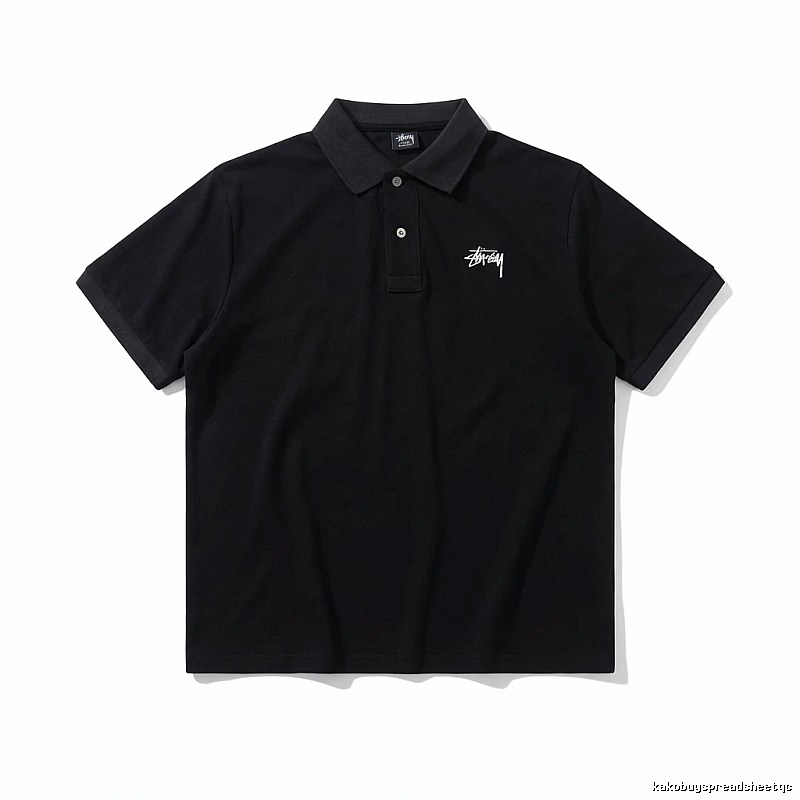 Stussy basic simple style black Polo shirt