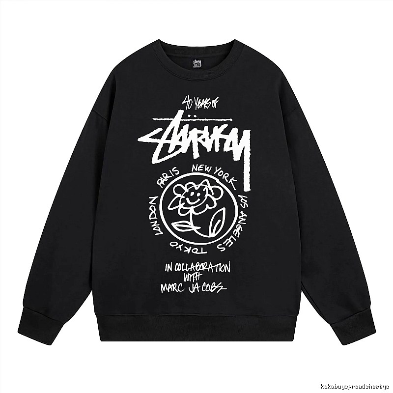 Stussy Black Style 539 Graphic SweatShirt Campus Look