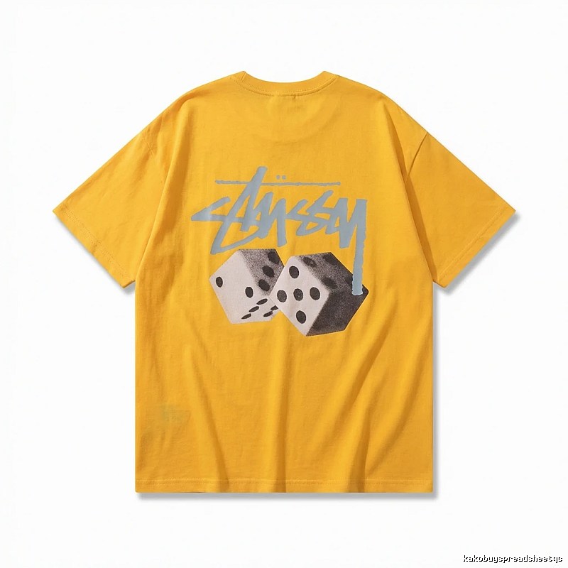 Stussy Dice Print Trendy Brand Yellow T-shirt