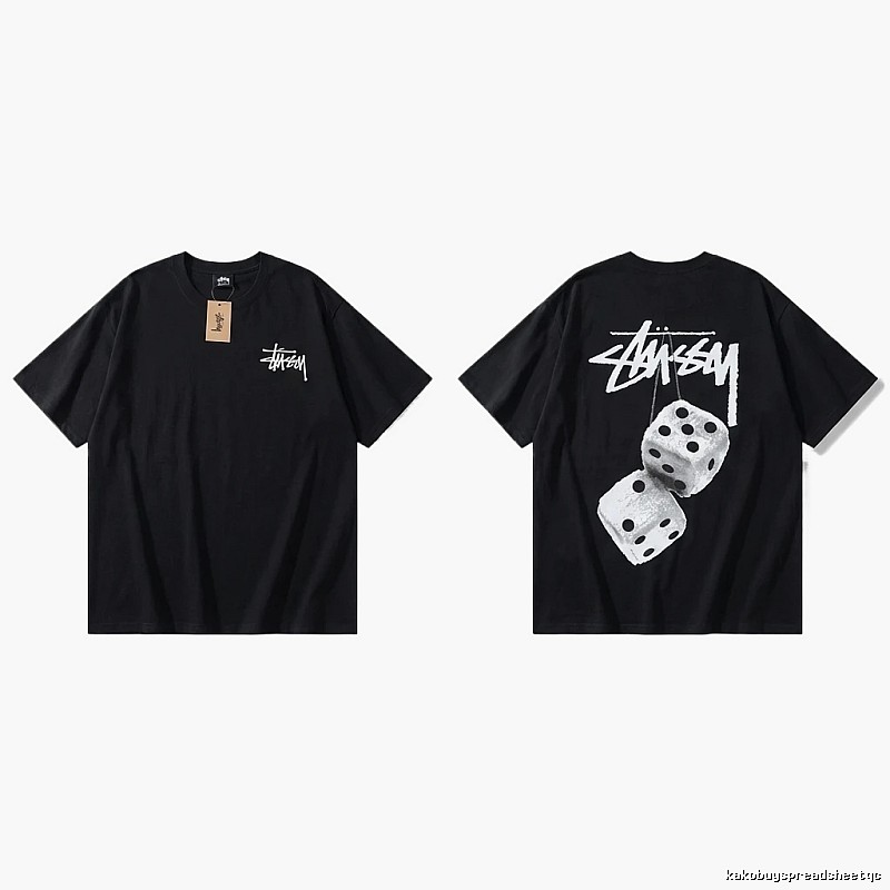 Stussy Dice Trendy and Cool Style Black T-shirt