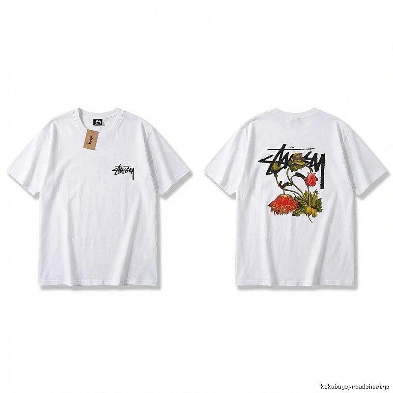 Stussy Floral Print White T-Shirt