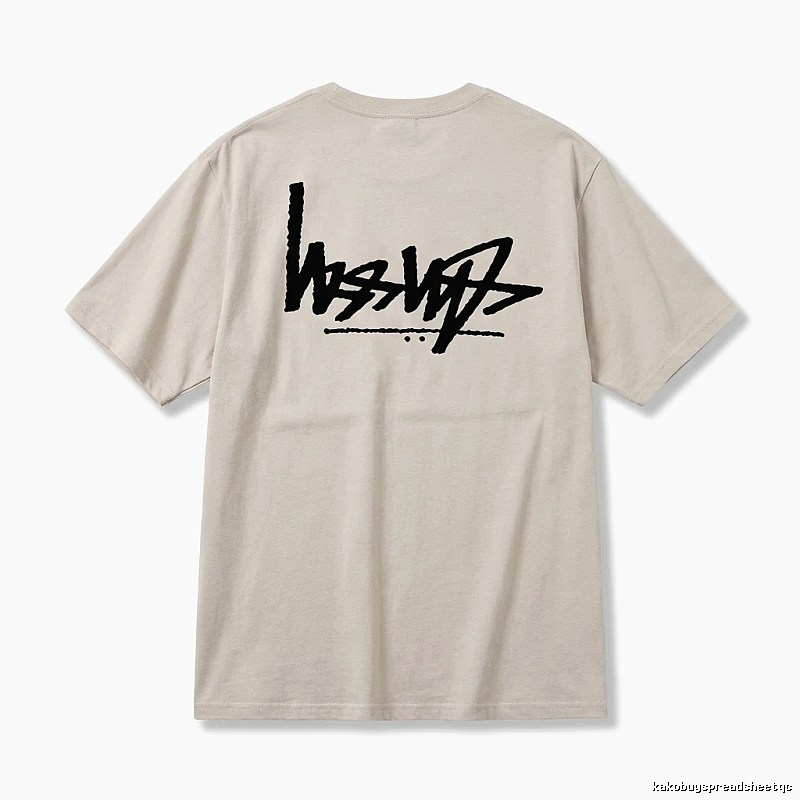 Stussy graffiti-style light gray T-shirt